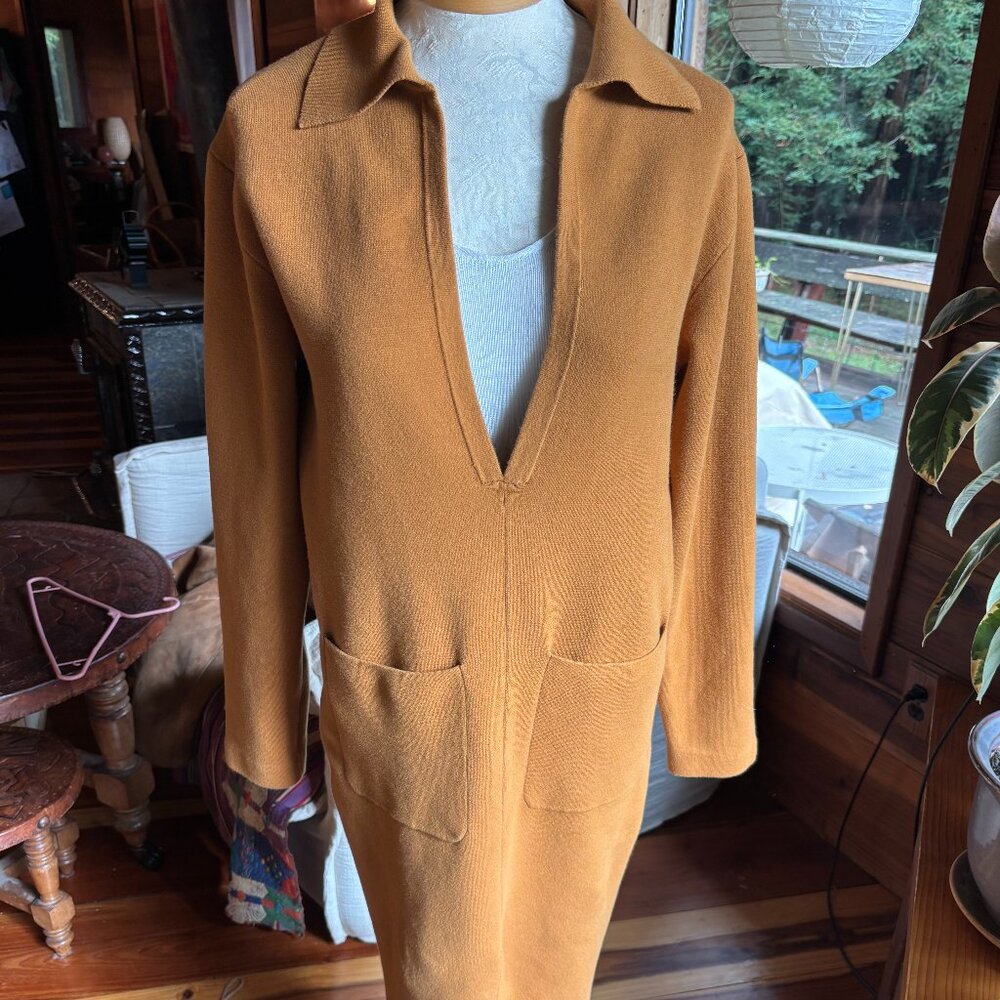 Collared, Deep V Dress, Orange - Free People